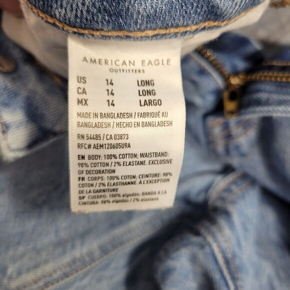 American Eagle Women's Factory Distress Mom Jean Comfort Stretch Waist Size 14L - Picture 7 of 10